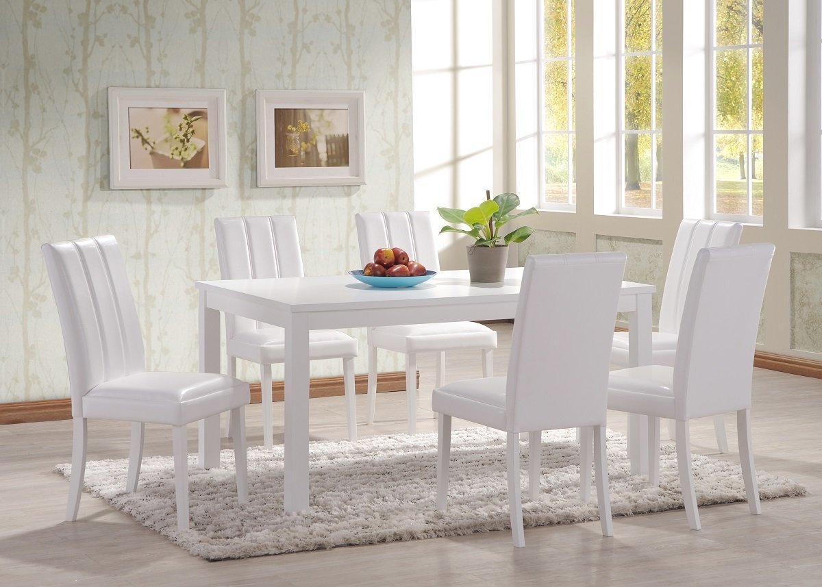 Wood Veneer White Dining Table